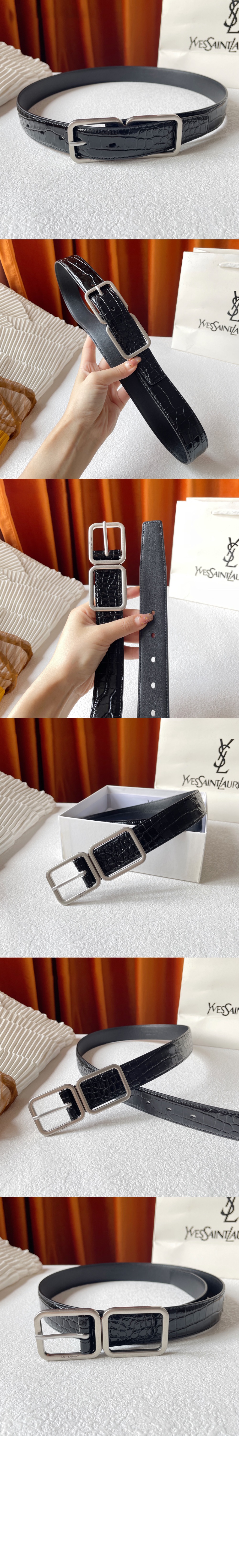 미러급레플리카사이트 | 명품레플리카 전문 쇼핑몰  | A퀄리티 - 크로커다일 엠보스드 가죽 소재의 더블 버클 벨트  6698651 &gt; 생로랑