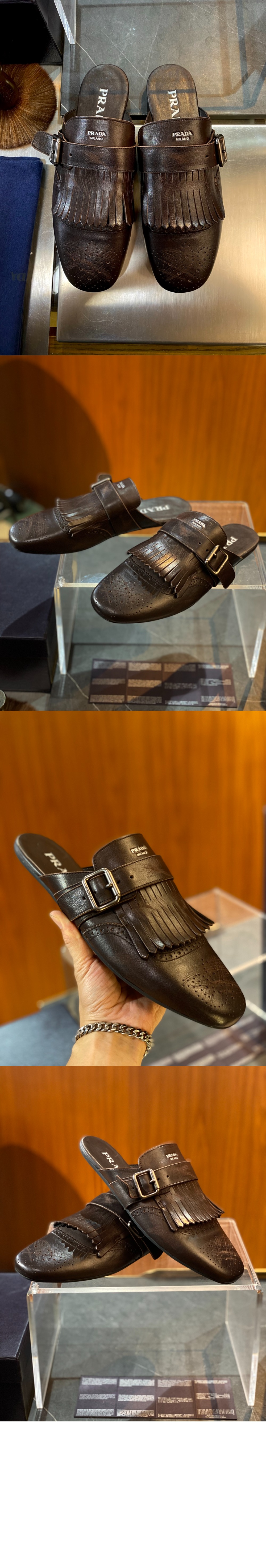 미러급레플리카사이트 | 명품레플리카 전문 쇼핑몰  | A퀄리티 - 버클 스트랩과 프린지가 있는 앤티크 가죽 뮬 2S2993 &gt; 프라다