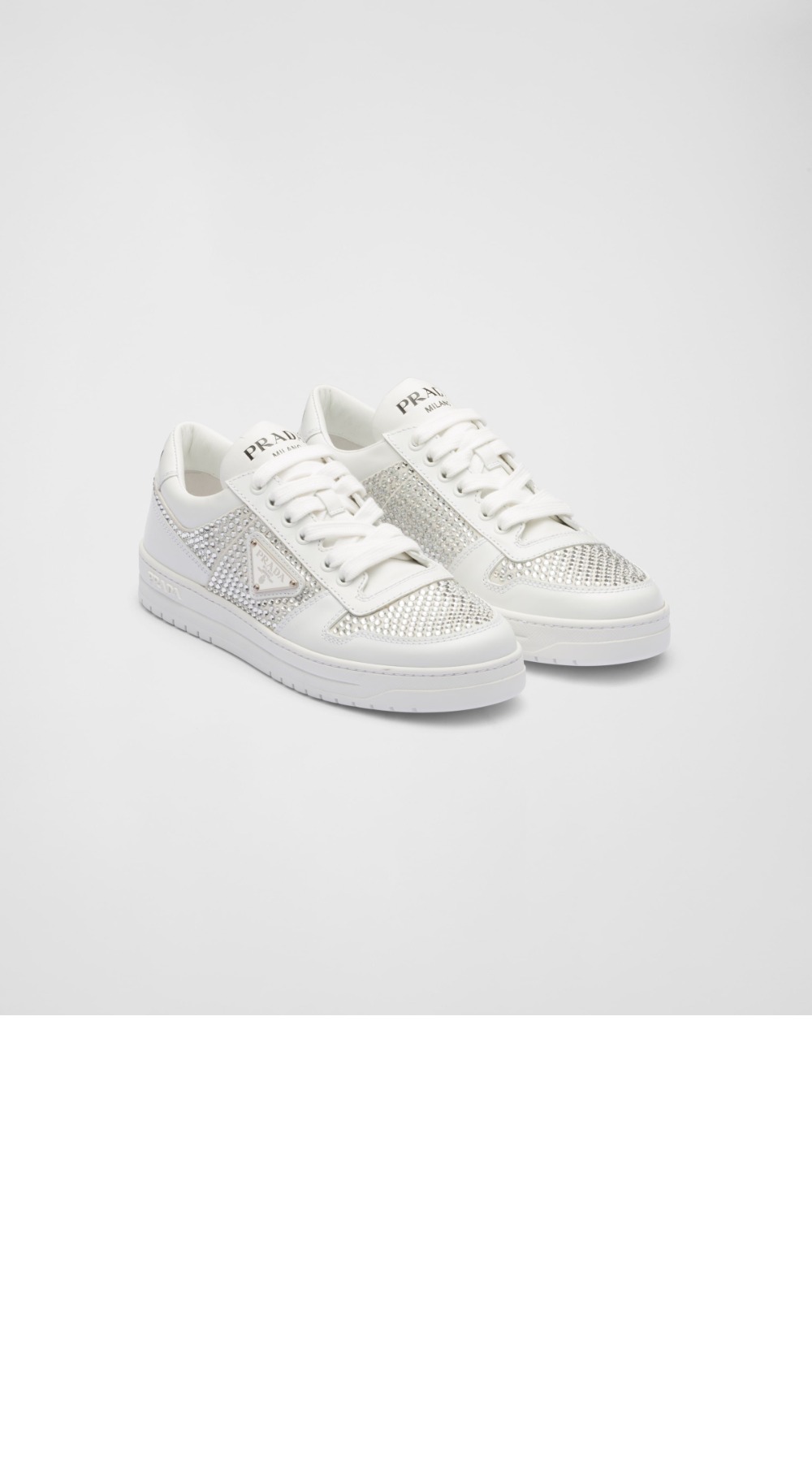 미러급레플리카사이트 | 명품레플리카 전문 쇼핑몰  | A퀄리티 - 크리스털 장식이 있는 가죽 스니커즈 1E348N &gt; 프라다