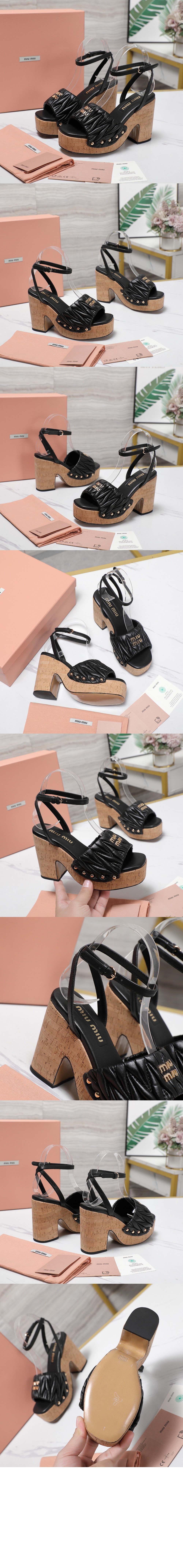 미러급레플리카사이트 | 명품레플리카 전문 쇼핑몰  | A퀄리티 - 코르크 굽 퀼팅 나파 가죽 샌들 5XZ482 &gt; 미우미우