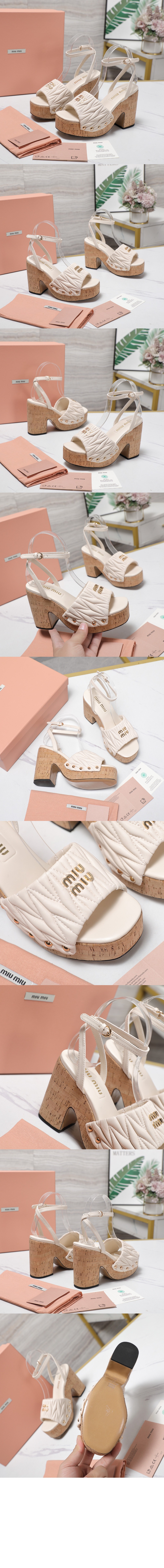 미러급레플리카사이트 | 명품레플리카 전문 쇼핑몰  | A퀄리티 - 코르크 굽 퀼팅 나파 가죽 샌들 5XZ482 &gt; 미우미우