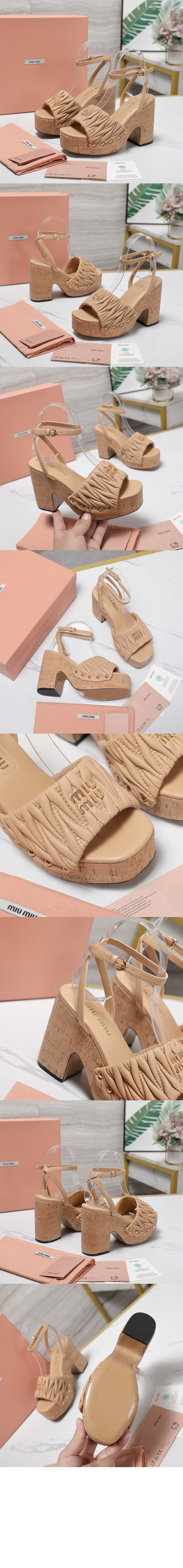 미러급레플리카사이트 | 명품레플리카 전문 쇼핑몰  | A퀄리티 - 코르크 굽 퀼팅 나파 가죽 샌들 5XZ482 &gt; 미우미우
