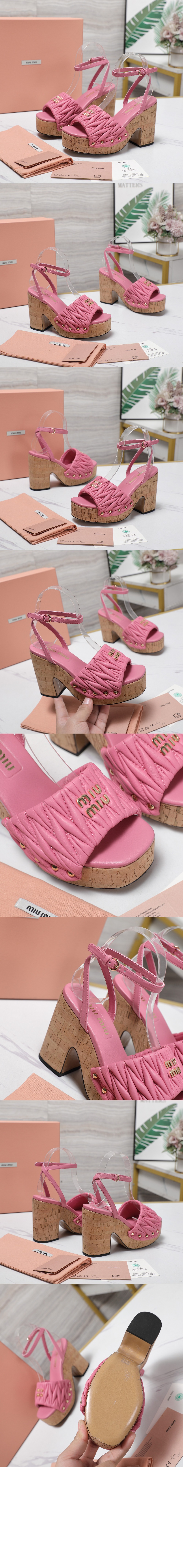 미러급레플리카사이트 | 명품레플리카 전문 쇼핑몰  | A퀄리티 - 코르크 굽 퀼팅 나파 가죽 샌들 5XZ482 &gt; 미우미우
