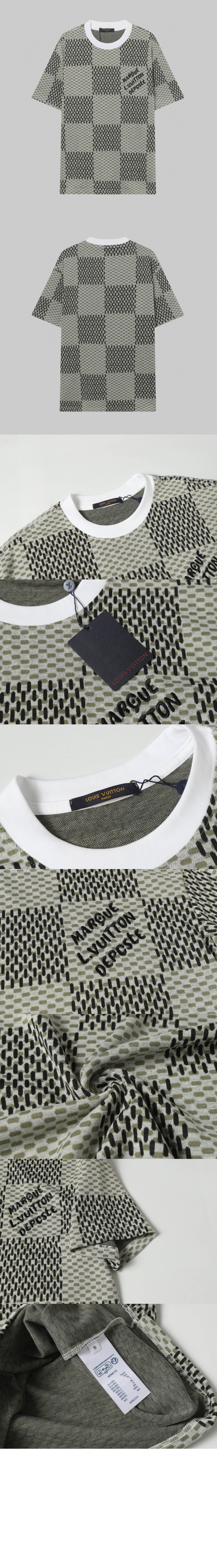 미러급레플리카사이트 | 명품레플리카 전문 쇼핑몰  | A퀄리티 - 자카드 다미에 쇼트 슬리브드 코튼 크루넥 &gt; 루이비통