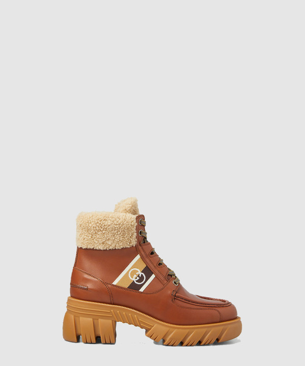 자카드 패널 레이스업 앵클 부츠 670406