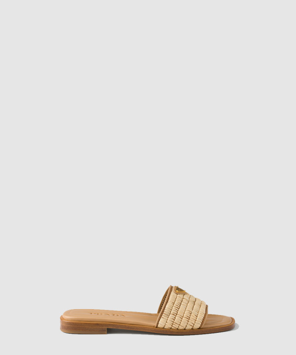 크로셰 디테일이 들어간 가죽 슬라이드 1XX758