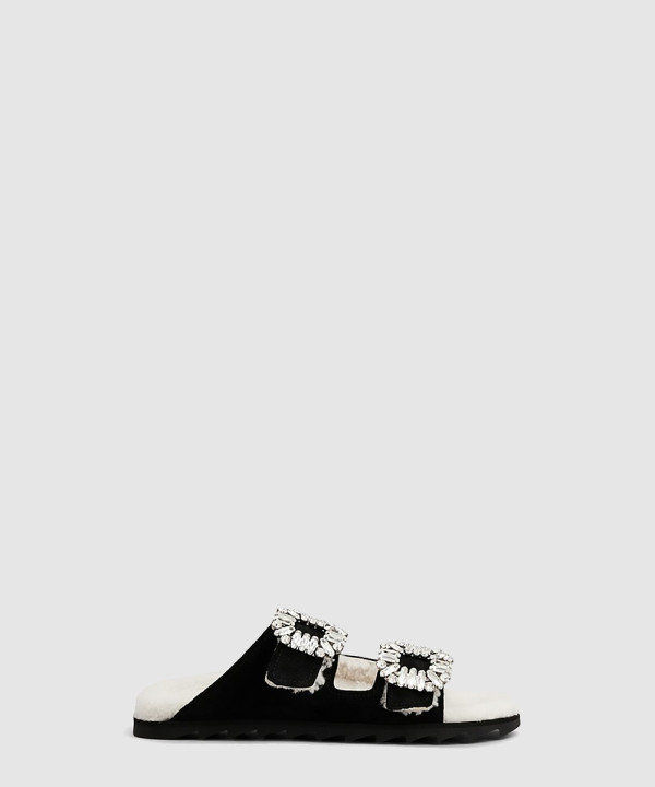 다이아몬드 버클 스웨이드 뮬 4583