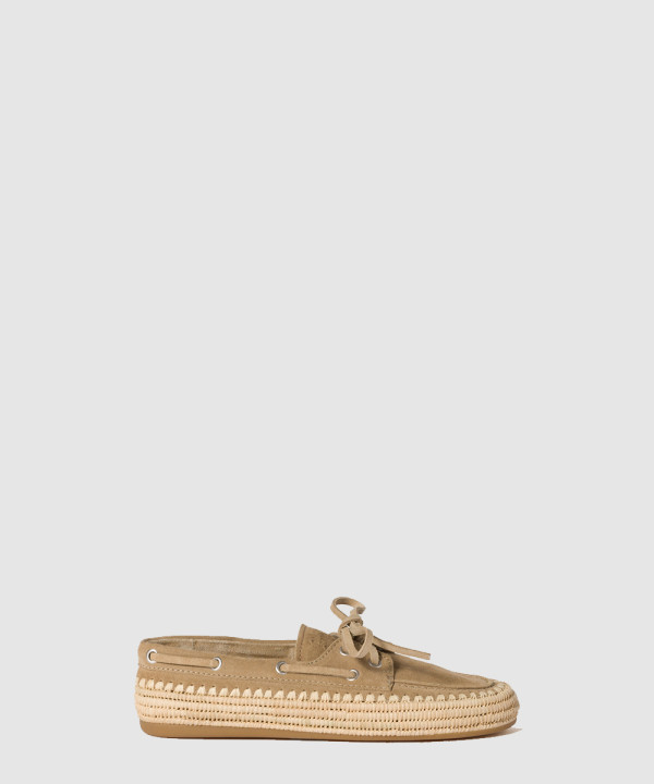 스웨이드 및 라피아 보트 슈즈 5D378E