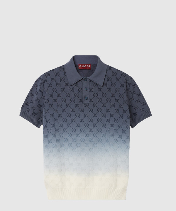GG 코튼 니트 자카드 폴로 티셔츠