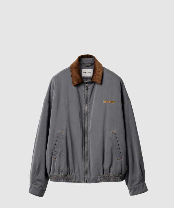 벨벳 칼라 샴브레이 재킷