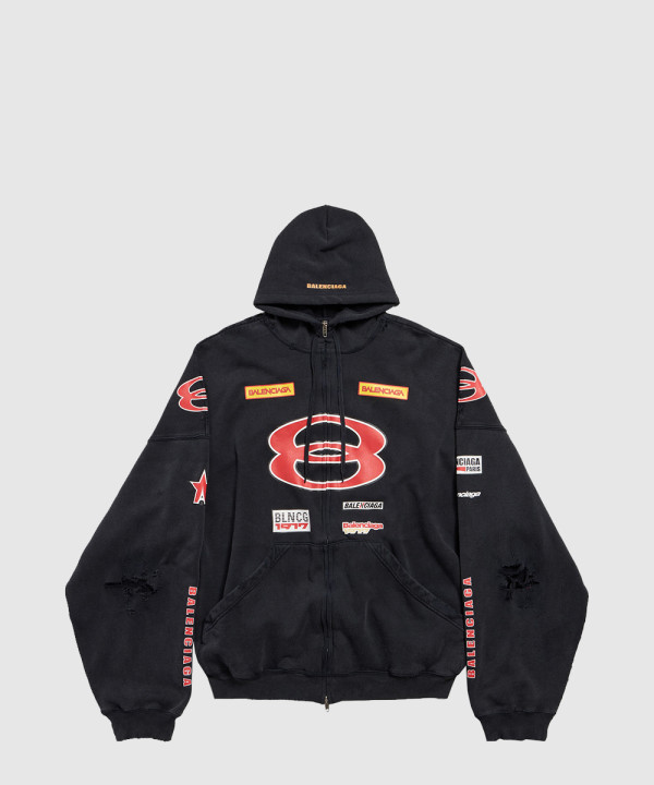 스폰서 로고 라지 집업 후디