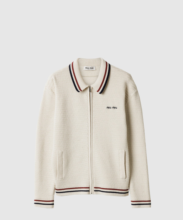 코튼 니트 지퍼 가디건