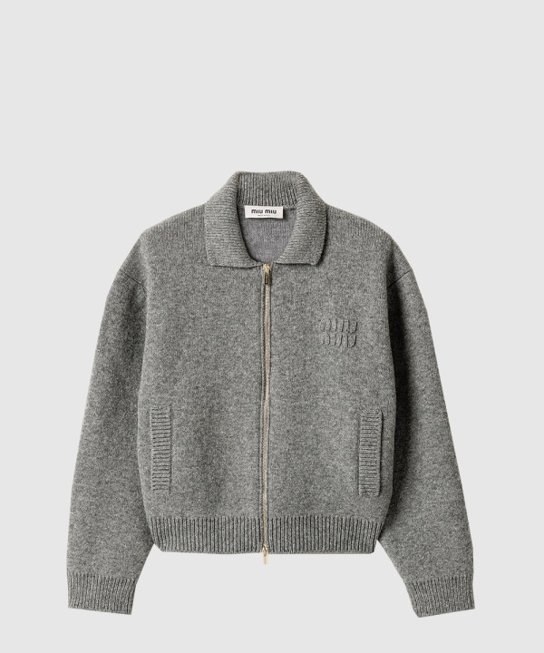 셰틀랜드 울 캐시미어 지퍼 카디건